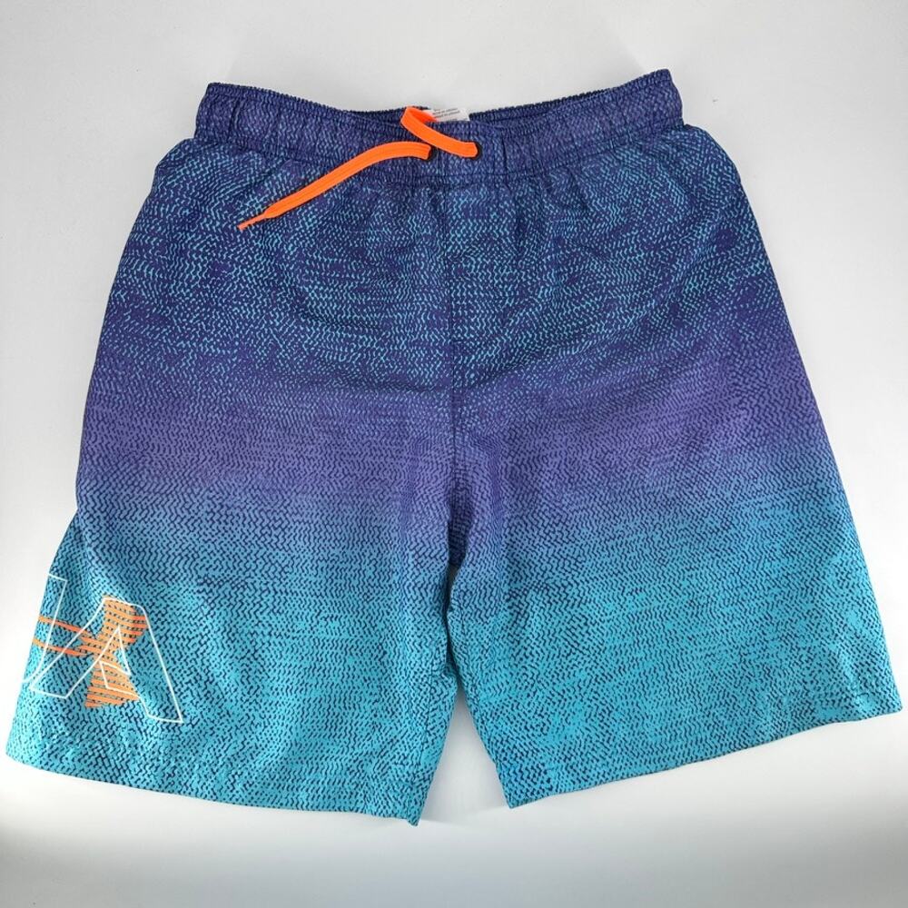 Under Armour Boys Swim Trunks YXL Blue orange Lined Mesh Shorts